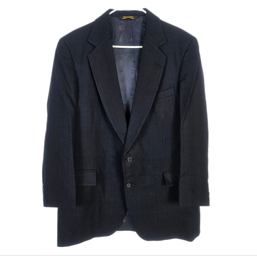 Embassy Square Suit Coat Blue Striped Wool Blazer Jacket 42L Richman Brothers